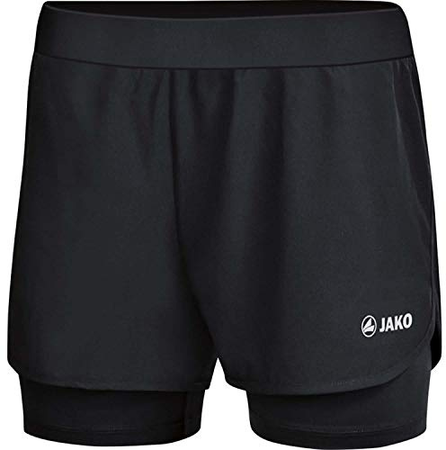 JAKO Damen 2-in-1 Shorts, Schwarz, 44
