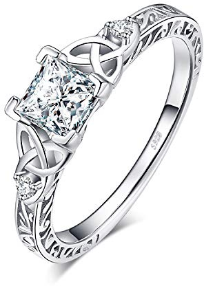 JewelryPalace Keltischer Vintage Zirkonia Verlobungsring Promise Ring Silber 925 Damen, Silberringe Trauring Damenring Hochzeitsringe Antragsring Entouragering Ring Frauen, Damen Schmuck Rosegold Gold