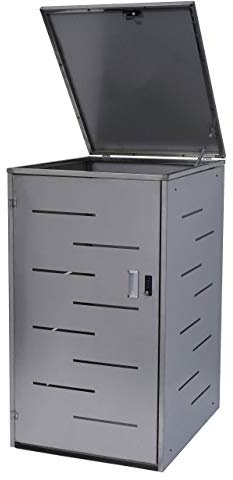 Mendler Mülltonnenverkleidung HWC-E83 117x66x80cm - Edelstahl 30kg | Mülltonnenbox, Mülltonnenabdeckung, erweiterbar