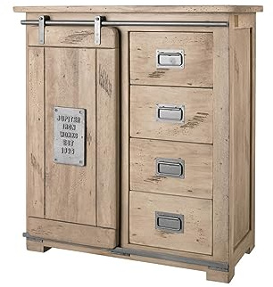 MASSIVMOEBEL24.DE Commode 90x45 Manguier laqué Blanchi Railway #303