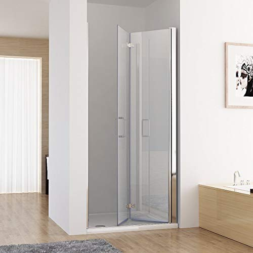 MIQU Nischentür 100 x 185 cm Duschabtrennung 180° Schwingtür Falttür Duschwand Dusche NANO Echtglas DB