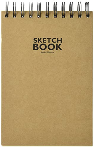 Sketchbook Honsell 33505 - Sketchbook Kraft Skizzenblock mit Spiralbindung, DIN A5, 120 Blatt, 100 g/m², robustes, recyclingfähiges Kraftpapier aus ungebleichten Naturfasern