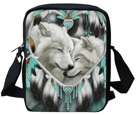 chaqlin Dream Catcher Wolf Messenger Bag for Unisex Girls Boys Mini Cellphone Crossbody Shoulder Bagpack Women Shopper Tote Handbag Wallet Coin Money Pouch