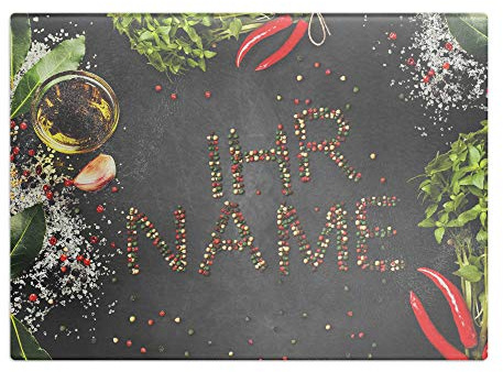 printplanet - XL Glas-Schneidbrett mit Namen oder Text selbst gestalten - XL Frühstücksbrettchen Personalisieren und Bedrucken – Motiv: Pfeffer