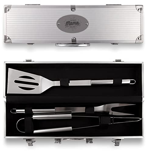 Grillkoffer 3-teilig Grillbesteck Edelstahl Grill Set Geschenkidee - die Beste Mama der Welt