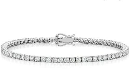 Tennis-Armband mit zertifiziertem 3 Karat F/SI, rundes Brillantschliff, britische Punze, Weißgold, zwei Sicherheitsverschlüsse an der Seite
