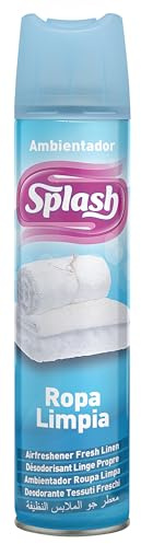 SPLASH | Spray Aromatizador | Ambientador Duradero, Refresca y Elimina Olores | Fragancia Fresca Ropa Limpia | Agitar Antes de Usar | 300 ml