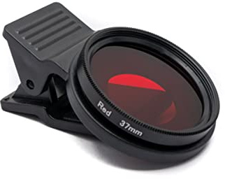 SYSTEM-S Farbfilter Rot 37 mm Linse Farbe mit Clip für Smartphones in Schwarz