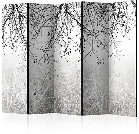 murando Akusticher Raumteiler Abstrakt Foto Paravent 225x172 cm beidseitig auf Vlies-Leinwand Bedruckt Akustikschaum Trennwand Spanische Wand Sichtschutz Home Office Botanik Wald b-C-0953-z-c