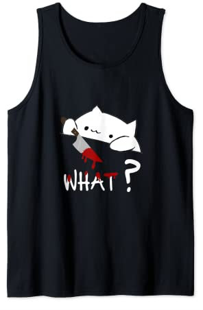 Bongo Cat What? Lustige Halloween-Katze mit blutigem Messer, Geschenk Tank Top