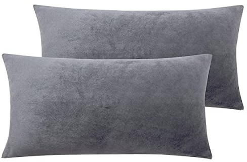 Soifox 2er Set Kissenbezug 40 x 80 Grau Samt Zierkissenbezüge Superweich Flauschig Kuschelig Kissenbezüge Dekorative Deko Kissen Sofakissen Lendenkissen Wurfkissenbezug Schlafzimmer Kissenhülle