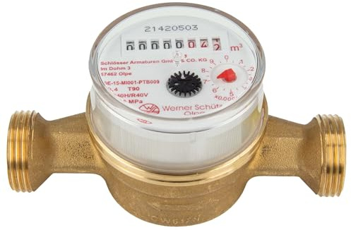 JS ETW - Contador de inyección (agua caliente) hasta 90 grados, longitud 130 mm, 1 pulgada AG - Q3 = 4,0 / R40