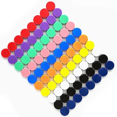 PYJLBX Magneti colorati, piccoli, rotondi per lavagna, bacheca, artigianato, ufficio, cucina e aula, per adulti (confezione da 80, 10 colori)