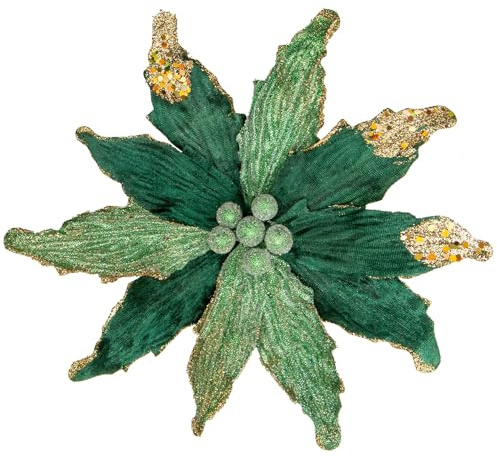 Briful 4 Stücke Weihnachtsstern Christbaumschmuck Kunstblumen Weihnachtsblumen Glitter Poinsettia Kunstzweig Weihnachtliche Dekoration Weihnachtsbaum Neujahr Ornamente