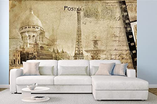 WTD Mantiburi Papier peint photo non tissé Motif carte postale paris 375 x 250 cm (avec colle) – Papier peint non tissé – Papier peint mural – Papier peint mural – Prêt à être monté
