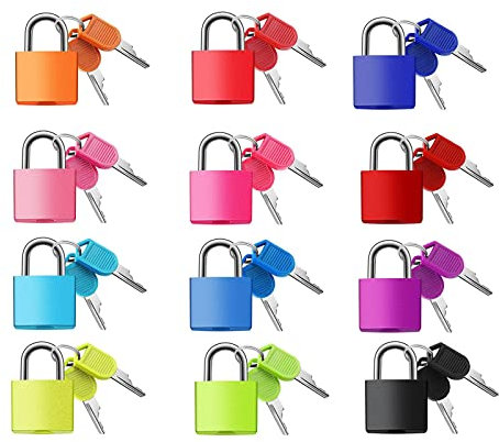 Dfuqanb 12 Pezzi Lucchetto Colorato, Piccoli con Chiave Lucchetti Armadietto, Lucchetti per Valigia con Chiavi, Lucchetti Colorati, per Scolastiche, Cassette degli Attrezzi(Colore Casuale)