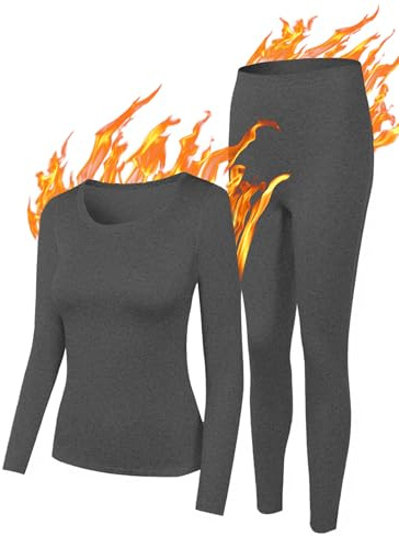 YADIFEN Thermal Underwear Womens Ultra Soft Stretch Ladies Base Layers | Moisture Wicking Winter Warm Long Sleeve Tops & Fleece Lined Leggings for Ski Outdoor Workout