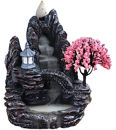 Fulenyi Brûleur D'encens À Reflux Cascade, Porte-encens À Refoulement en Résine, Porte-cône D'encens Fontaine De Fumée pour La Décoration Intérieure Élimine Les Odeurs Et L'air