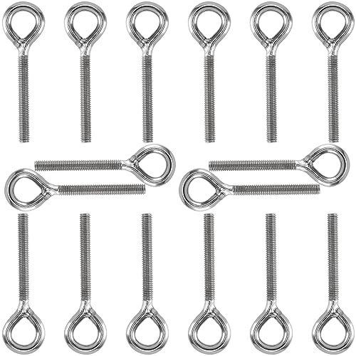 CHUEHKAK 16 tornillos de ojo M6, tornillos de ojal, pernos de acero inoxidable, para montar y colgar, color plateado