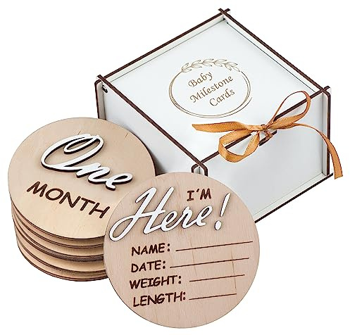 3D Wooden Monthly Milestone Cards, for Baby Photos, Monthly Milestone Marker, Monthly Milestone Wood Discs, Baby Shower Gift