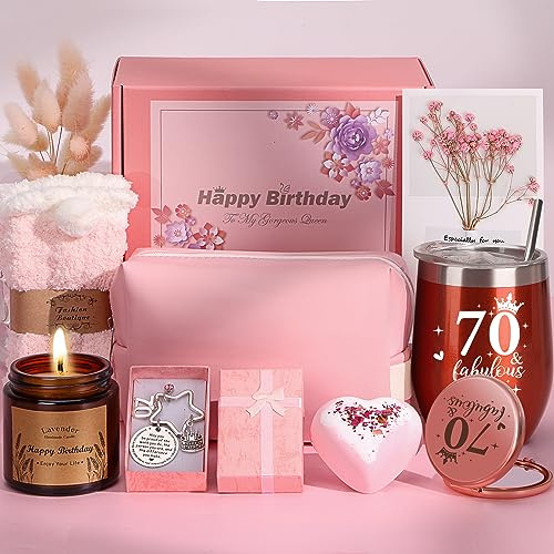 TuDou 70th Birthday Gifts for Women, Personalised Birthday Presents for Her Turning 70, Funny Ladies 70 Year Old Pamper Hampers for Mum, Grandma, Best Friend, Wife, Sister