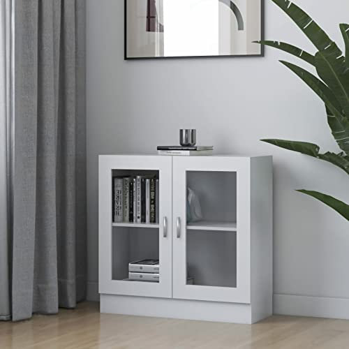 LAPOOH Vitrinenschrank, Glasvitrine, Vitrine, Schrank, Display Case, Sammlervitrine, Glassvitrinenschrank, Schmuckvitrine, Weiß 82,5x30,5x80 cm Spanplatte