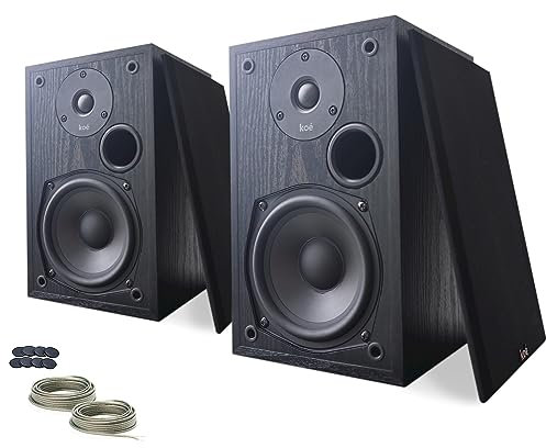 Audio Express Koe' B102 - Cine en casa de 100 W, altavoces pasivos de estantería (par) audio de alta resolución, excelente respuesta, HiFi, satélites, incluye gráfico SPL/Freq, montaje en pared, negro