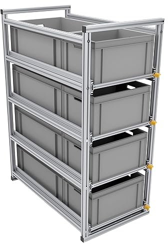 Tinobu Regalsystem mit Mehreren Ebenen, 90x40cm, 220kg Schwerlast, Auszugsregal - Heckgarage (Ebenen: 4)