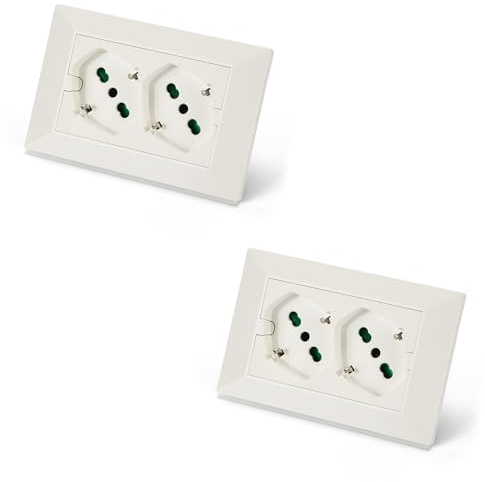 FANTON 42100-B2 set di 2 pz Multipresa universale da incasso OPERA/PLA doppia presa bipasso schuko 2P+T 16A precablata per scatola a 3 moduli