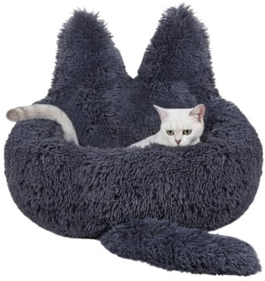 Hundebett Katzenhöhlenbett Katzenbett, Beruhigendes Hundebett, Plüsch-Haustierbett Mit Rutschfester Unterseite, Warmes, Rundes Hundekissen, Weich, Kuschelig, Flauschig Haustier-Katzenhaus (Color : A