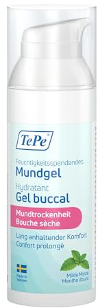 Gel buccal hydratant TePe bouche sèche, menthe douce, gel buccal pour soulager la sensation de bouche sèche, facile à emporter.