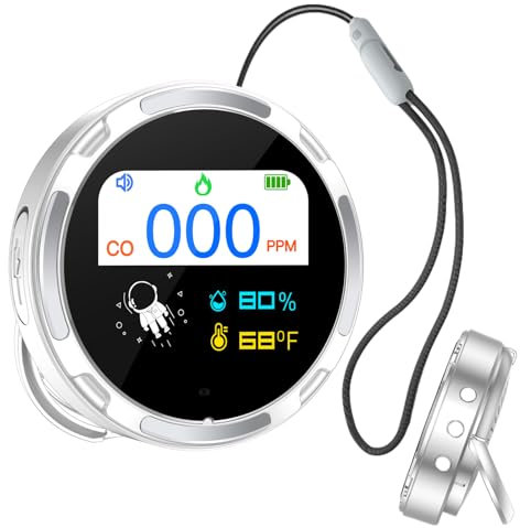 Portable Carbon Monoxide Detector, Combined Carbon Monoxide, Temperature, and Air Humidity Metre with LCD Screen for Home,Campervan, Car, Gas Equipment Room, Boats, Fishing,Tent