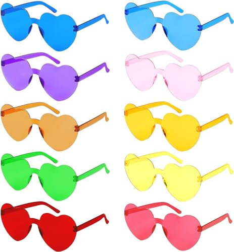 DERAYEE 10PC Herz Sonnenbrille,Herzbrille,lustige Partybrillen,Süßigkeiten Farbe Sonnenbrillen für Karneval, Weihnachten, Geburtstagsfeiern,Party,Kinder,Erwachsene