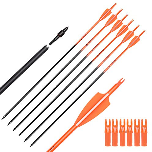 Pfeile für Bogenschießen 30 Zoll Carbonpfeile Bogenpfeile Jagdpfeile für Recurvebogen Langbogen Outdoor Zielschießen(6/12 Stück)