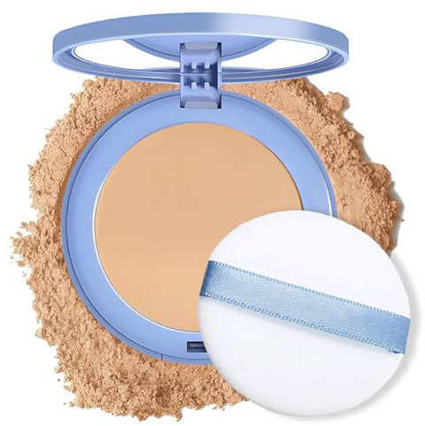 Polvos mate secos y húmedos, polvos compactos Matte Perfection, acabado resistente al agua de larga duración, polvos mate de larga duración para el rostro (#03 Beige puro)