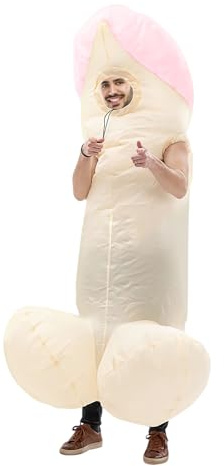 WENZPING Traje Inflable Adulto,Vestido inflable,Traje de Halloween Rosa Trajes,Traje Inflable de una Pieza Ropa Divertida para la Fiesta de Soltero de Halloween Blow Up para Adultos
