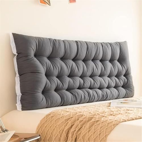 Gepolstertes Wand-Kopfteil, Lesekissen, Kissen, King-Size, Grau, große Nackenrolle für Schlafsaal, Bett, Positionierungsunterstützung für bequemes Lesen (180 x 50 cm)