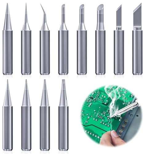 WUISOLQP 900M Lötspitzen 12 Stück Lötkolben Spitzen Lötspitze Ersatzlötspitzen für Lötstationen Schweißgeräte Zubehör Lötkolben Spitze Ersatz Lötspitzen Set Kompatibel mit Hakko Atten Yihua Mehr