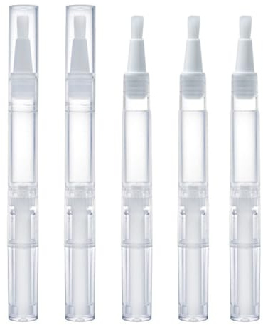 OUDQFCJ 5 PCS Huile Cuticules Ongles Vide, Applicateur à Brosse pour Huile Cuticules, de Lip Gloss à Twist, Tubes de Vernis à Ongles Rechargeables, Contenants Cosmétiques (2ML) (Transparent)