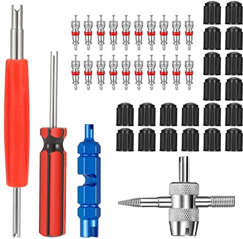 Halinuia 44Pcs Demonte Obus Valve, Demonte Pneu Voiture Valve Pneu Outil de Reparation pour Les Voitures, Camions, Vélos, Motos, VTT