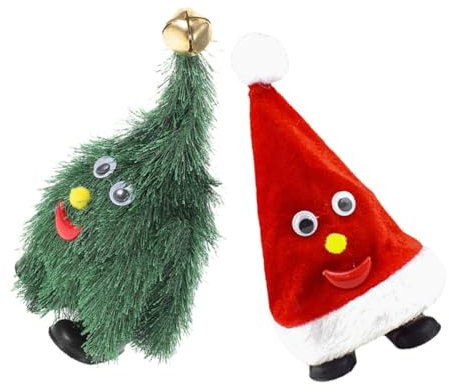 GARVALON Animierter Weihnachtsbaum Mit Drehbarem Weihnachtsmannhut Musikalische Weihnachtsdeko Bunt Für Weihnachtsfeier Und Zuhause