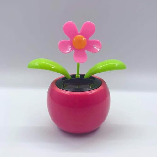 Pink Solar Dancing Flower Car Dashboard Decorations - Funny Solar Powered Dancing Flower Pot Car Ornaments Flower Swinging Toy for Car Decor, Funny Gifts for Friends