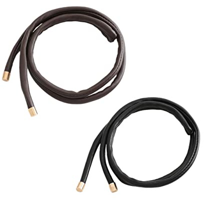 2 Stück Haarbänder aus Leder zum Flechten und Binden, Schwarz Braun | Haarschmuck für Damen, Komfortabel zu Tragen, Farbecht, Dekorativ, Passend für Zöpfe und Alltag