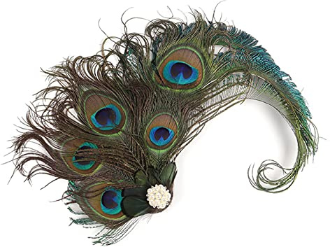 Pfauen-Haarnadel, Seitenclip, 1920er-Jahre-Fascinator, Pfauen-Haarspange für Damen, Pfauen-Kopfschmuck