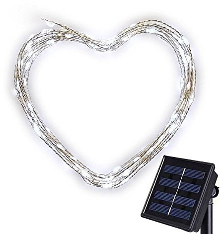 Outdoor Solar String Lights,Waterproof 33Feet 100Led Solar Powered Fairy Lights 8 Modes Copper Wire Lights for Garden Yard Home Christmas Wedding Party Decoration (White)