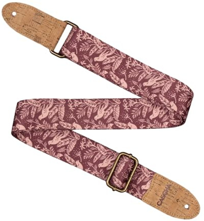 CASCHA Sangle de guitare végétalienne - Mauve Birds - Colorée et respectueuse des animaux - Pour guitares et ukulélés