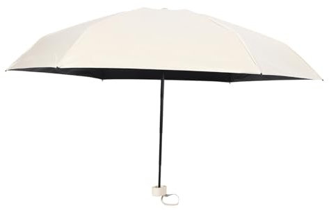 Parapluie de Voyage Pliable Anti-uv Beige, Léger et Compact pour Femmes
