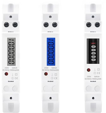 AIRUIXI Compteur d'électricité Wattmètre numérique rétroéclairé 18 mm AC 230 V 110 V monophasé 1P Consommation électrique Compteur d'énergie analogique kWh Rail DIN(DDS660-L,AC110V)
