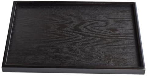 OUNONA 1pezzi Vassoio Porta Snack in Legno Nero Piatto Rettangolare Naturale Multifunzionale per Dolci Frutta e Candele Elegante Decorazione Domestica Leggera e Facile da Pulire