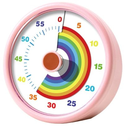 Visueller Timer für Kinder, 60-Minuten visueller Countdown-Timer für Kinder, Regenbogen-Design Zeitmanagement-Werkzeug, leiser Wecker, für Klassenzimmer Büro Küche (rosa)